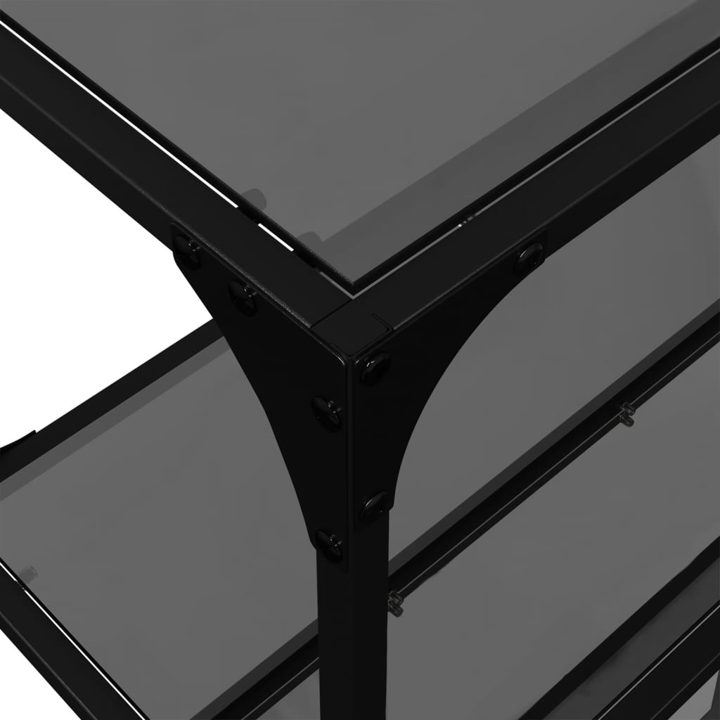 Table console avec dessus en verre noir 158,5x30x81 cm acier - XIOS