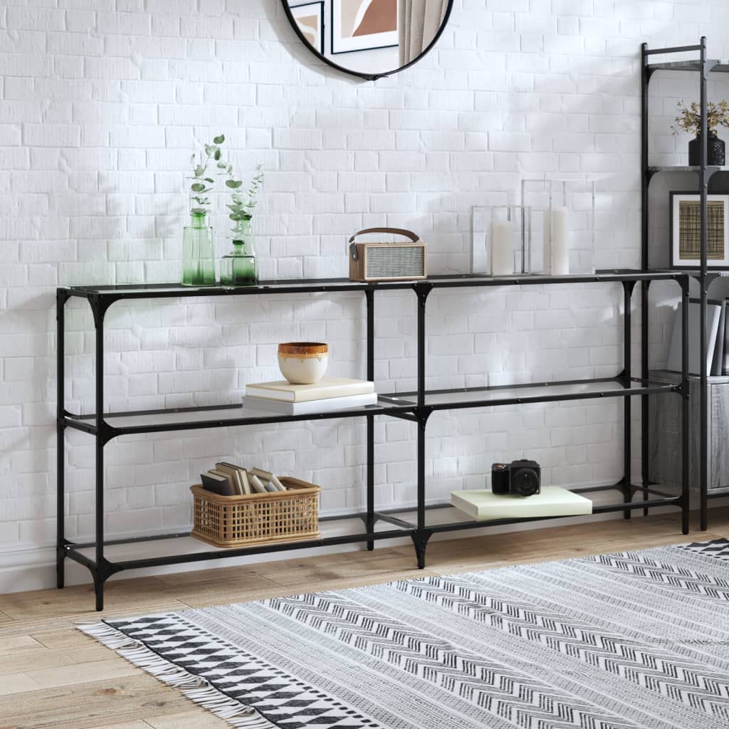 Table console avec dessus en verre transparent 194,5x30x81 cm - XIOS