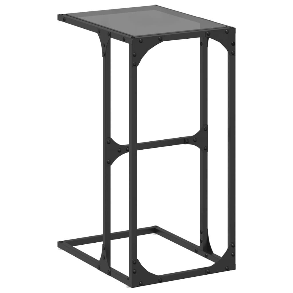 Table d'appoint avec verre noir 40x30x61,5 cm acier - XIOS