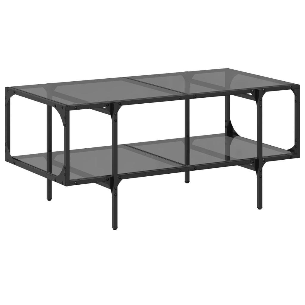 Table basse avec dessus en verre noir 98,5x50x45 cm acier - XIOS
