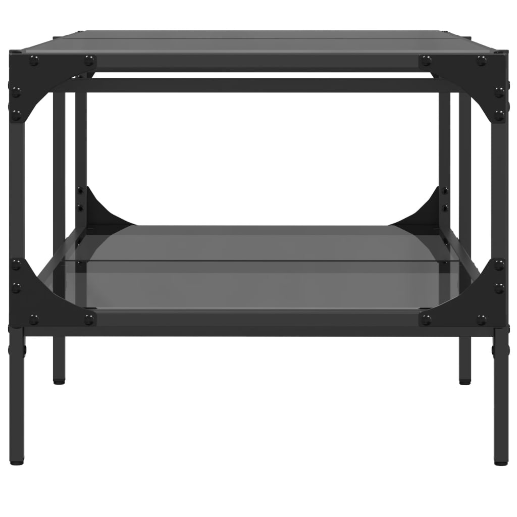 Table basse avec dessus en verre noir 98,5x50x45 cm acier - XIOS