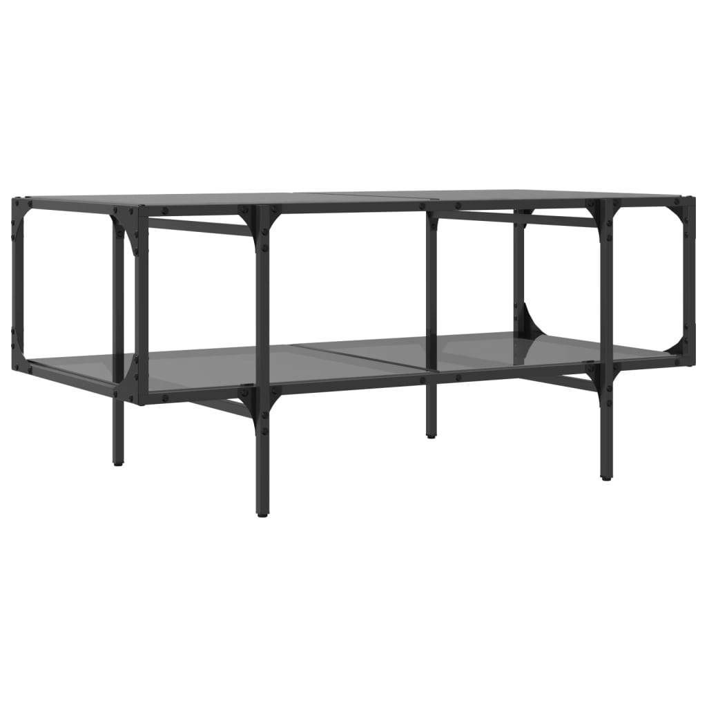 Table basse avec dessus en verre noir 98,5x50x45 cm acier - XIOS