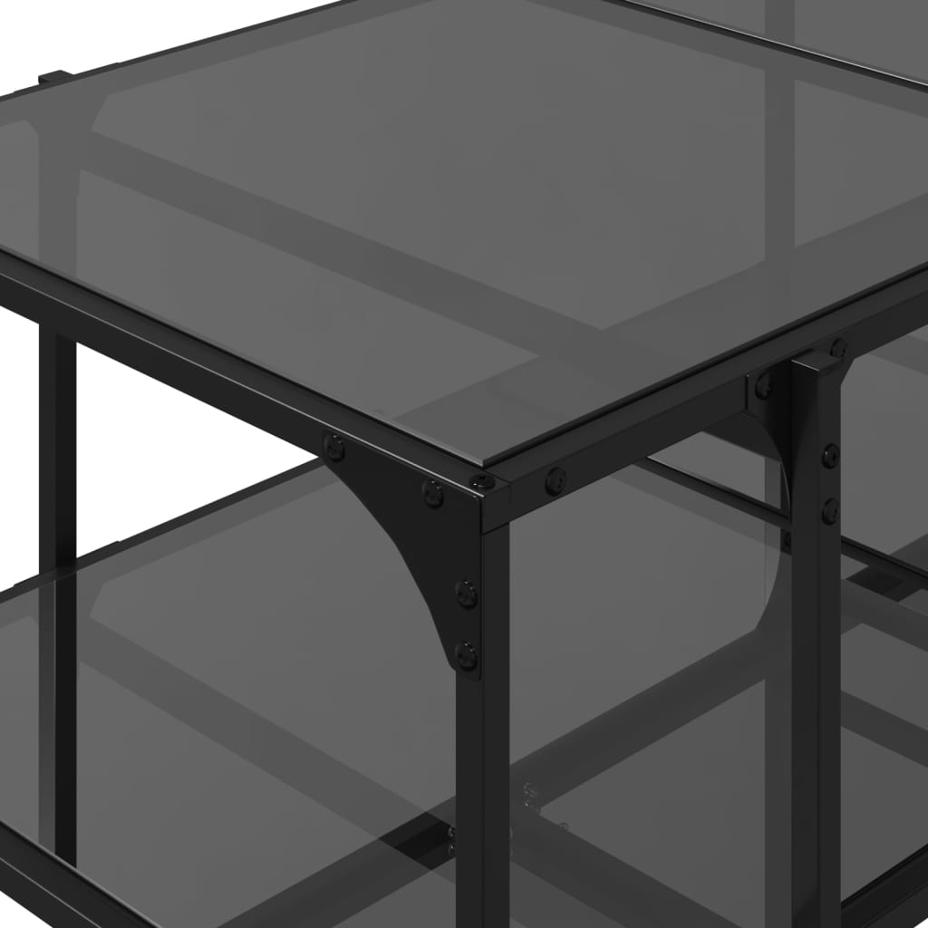 Table basse avec dessus en verre noir 98,5x50x45 cm acier - XIOS