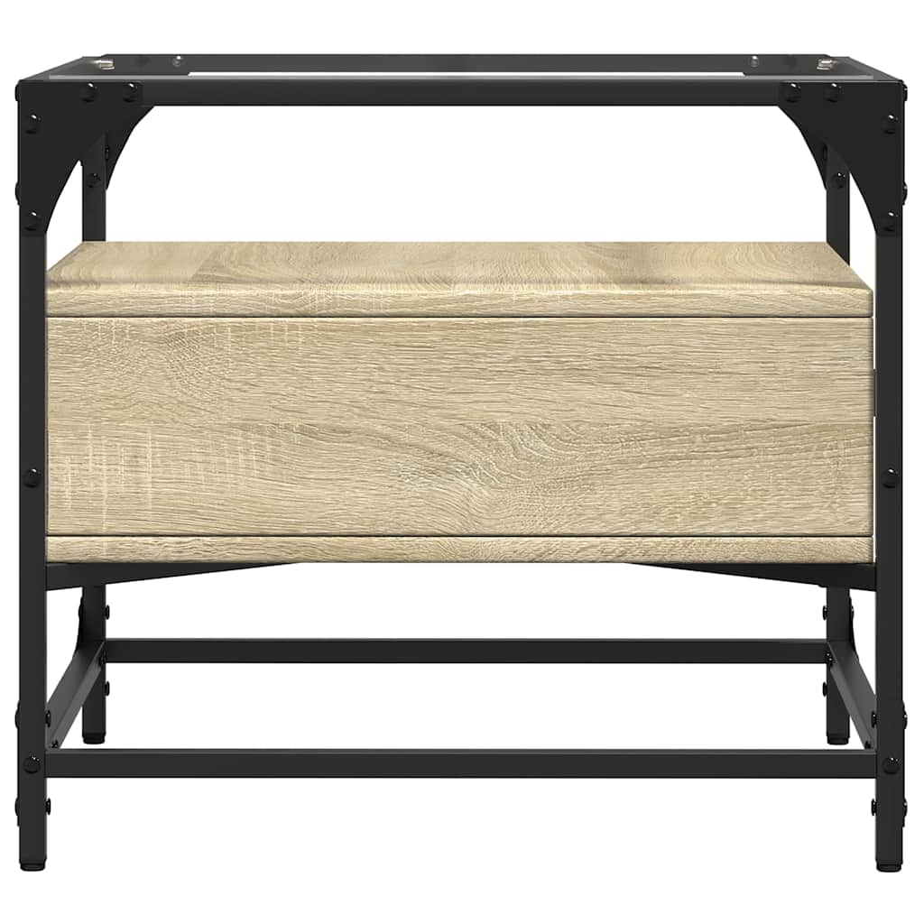 Table basse et dessus en verre chêne sonoma 50x50x45 cm acier - XIOS