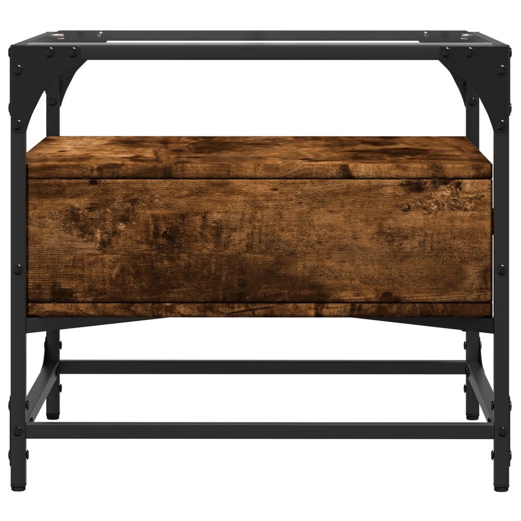 Table basse avec dessus en verre chêne fumé 50x50x45 cm acier - XIOS