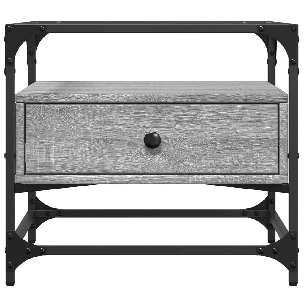 Table basse avec dessus en verre sonoma gris 50x50x45 acier - XIOS