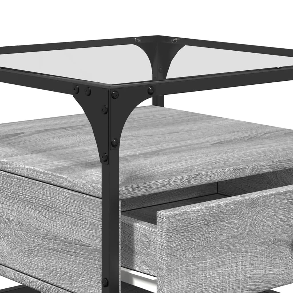 Table basse avec dessus en verre sonoma gris 50x50x45 acier - XIOS