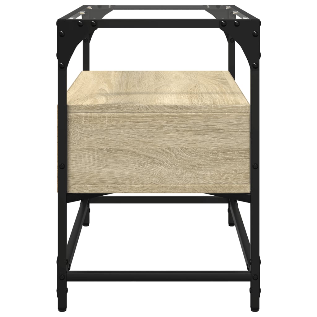 Meuble TV avec dessus en verre chêne sonoma bois d'ingénierie - XIOS
