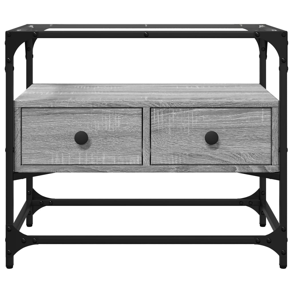 Meuble TV avec dessus en verre sonoma gris bois d'ingénierie - XIOS