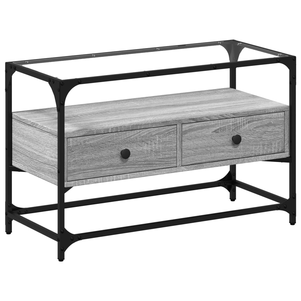 Meuble TV avec dessus en verre sonoma gris bois d'ingénierie - XIOS