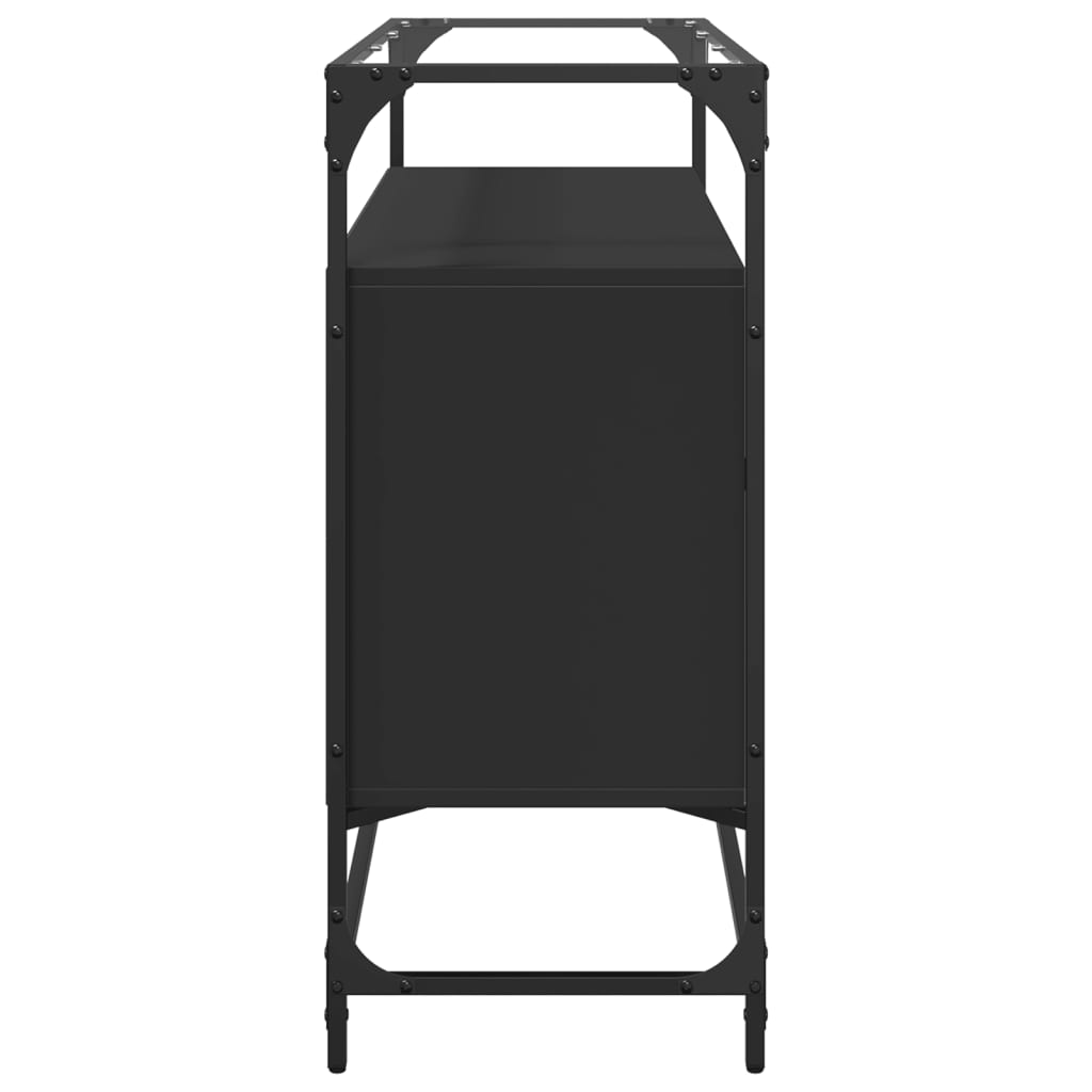 Buffet avec dessus en verre noir 98x35x81 cm bois d'ingénierie - XIOS