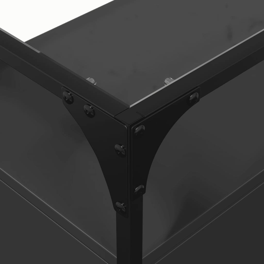 Buffet avec dessus en verre noir 98x35x81 cm bois d'ingénierie - XIOS
