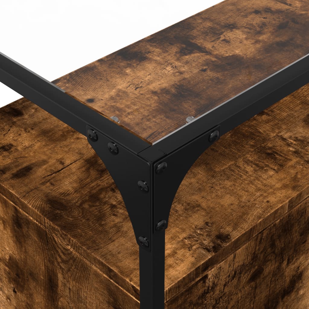 Buffet avec dessus en verre chêne fumé bois d'ingénierie - XIOS