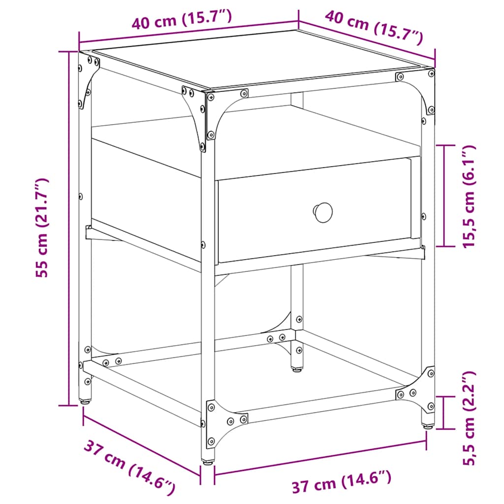 Table de chevet chêne sonoma 40x40x55 cm bois d’ingénierie - XIOS