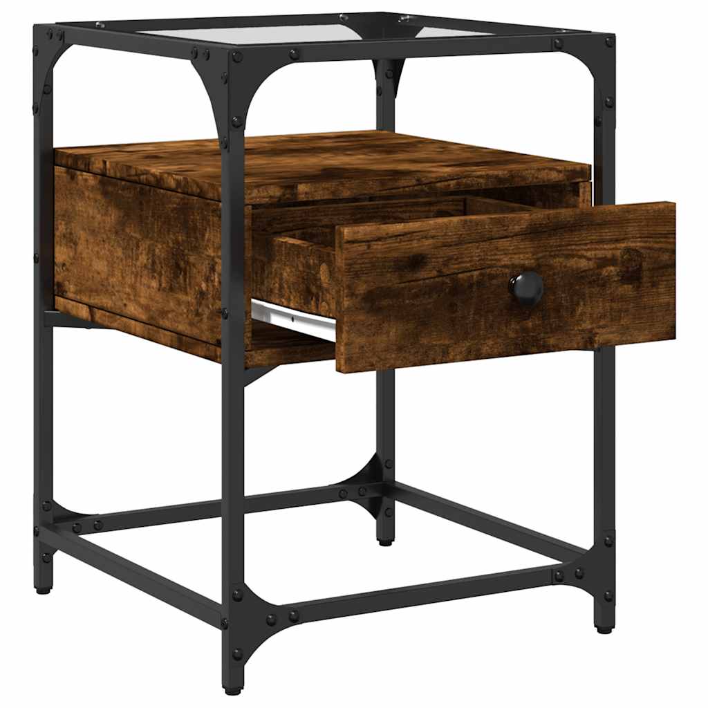 Tables de chevet 2 pcs chêne fumé 40x40x55 cm bois d'ingénierie - XIOS