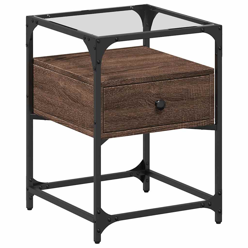 Table de chevet chêne marron 40x40x55 cm bois d’ingénierie - XIOS