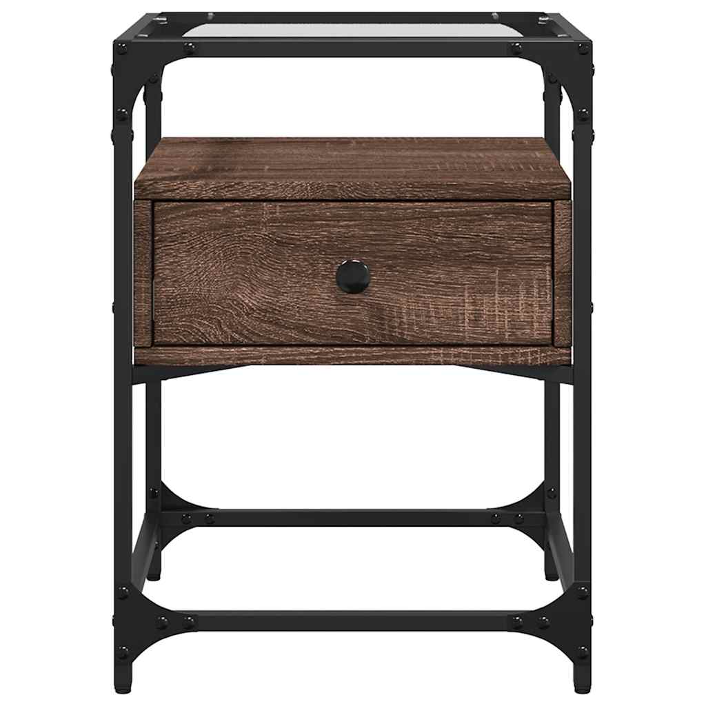 Table de chevet chêne marron 40x40x55 cm bois d’ingénierie - XIOS