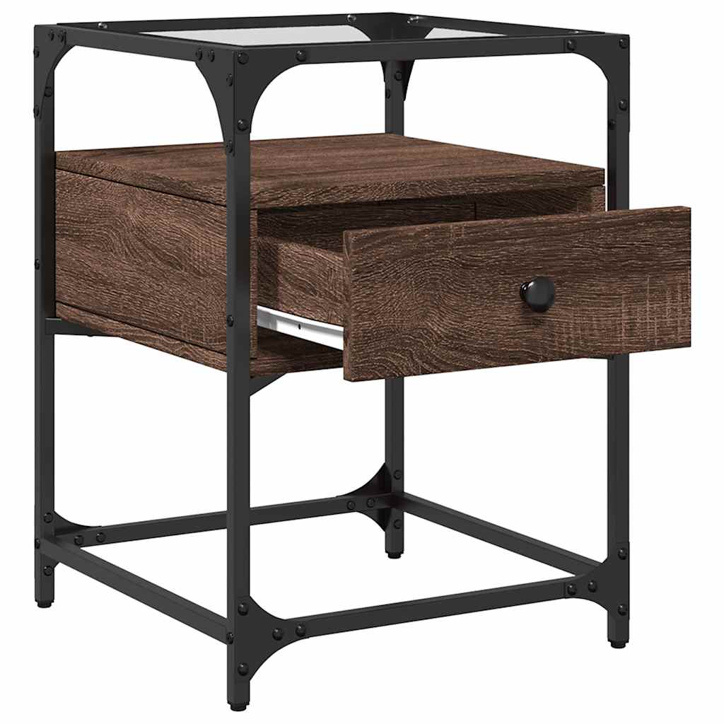 Table de chevet chêne marron 40x40x55 cm bois d’ingénierie - XIOS