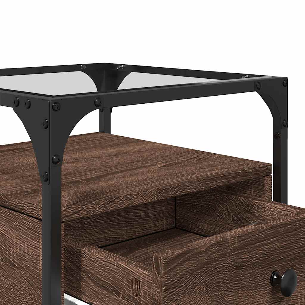 Table de chevet chêne marron 40x40x55 cm bois d’ingénierie - XIOS