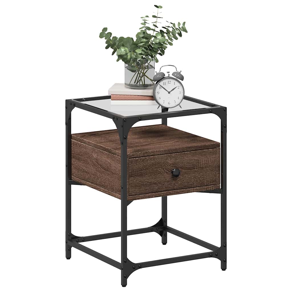 Tables de chevet 2pcs chêne marron 40x40x55cm bois d'ingénierie - XIOS