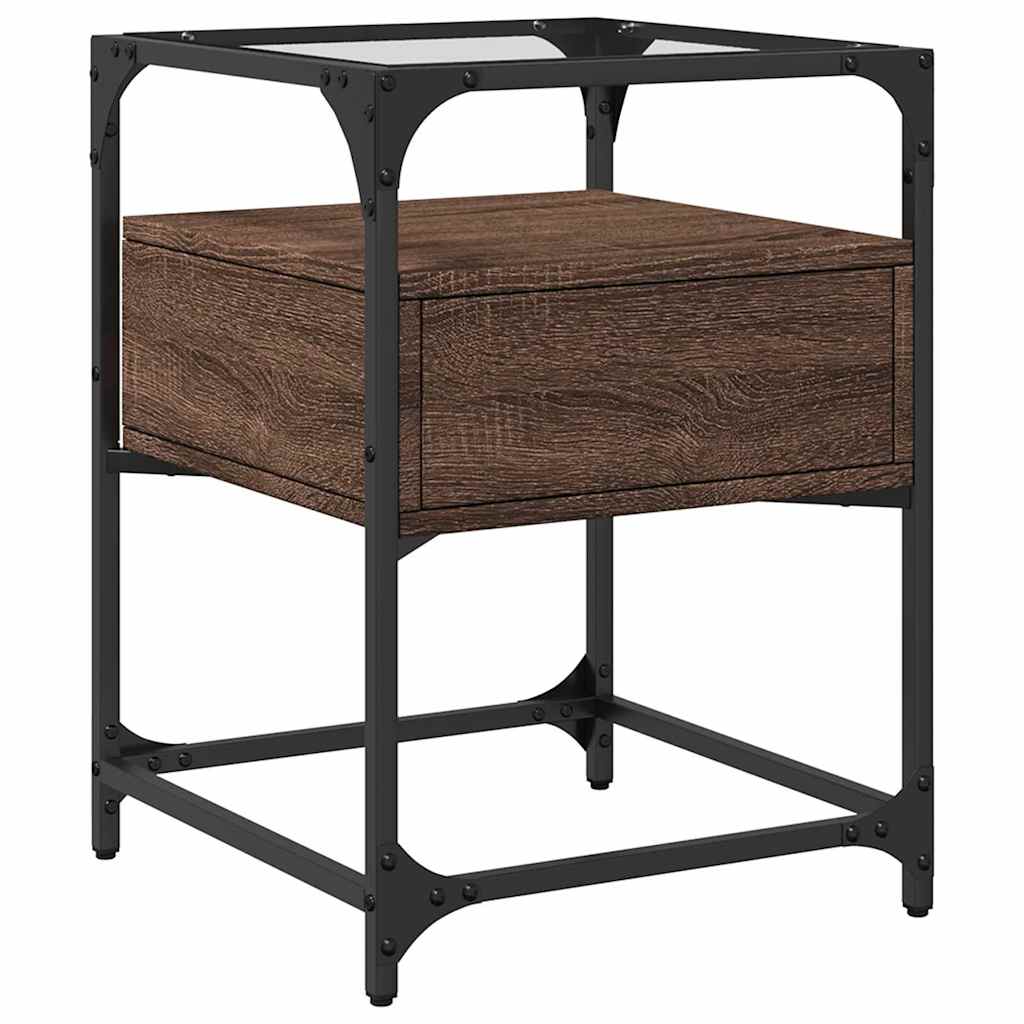 Tables de chevet 2pcs chêne marron 40x40x55cm bois d'ingénierie - XIOS