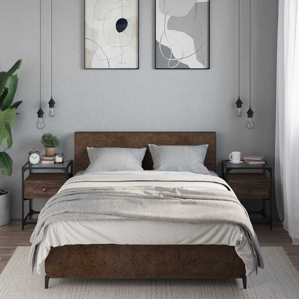 Tables de chevet 2pcs chêne marron 40x40x55cm bois d'ingénierie - XIOS