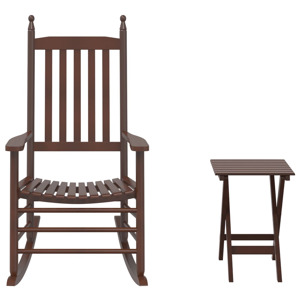Chaise à bascule avec table pliable marron bois massif peuplier - XIOS