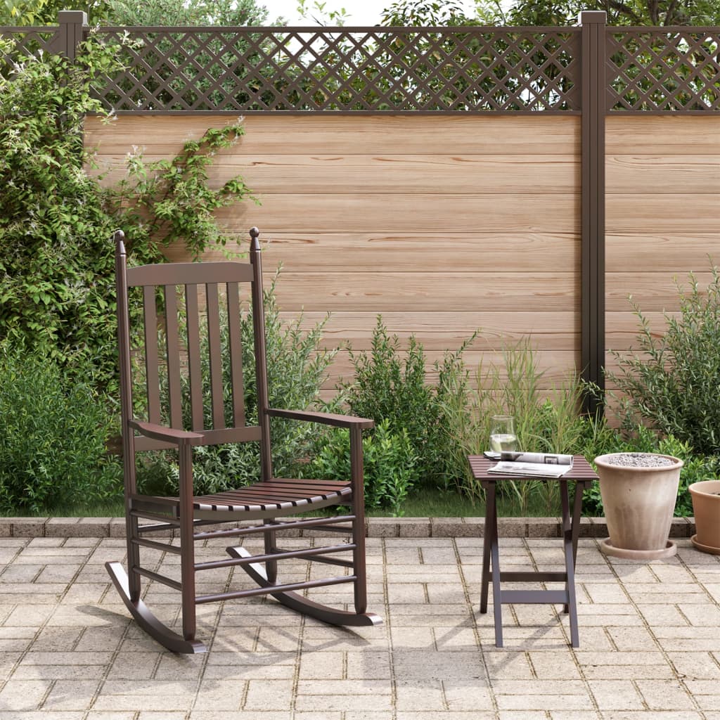 Chaise à bascule avec table pliable marron bois massif peuplier - XIOS