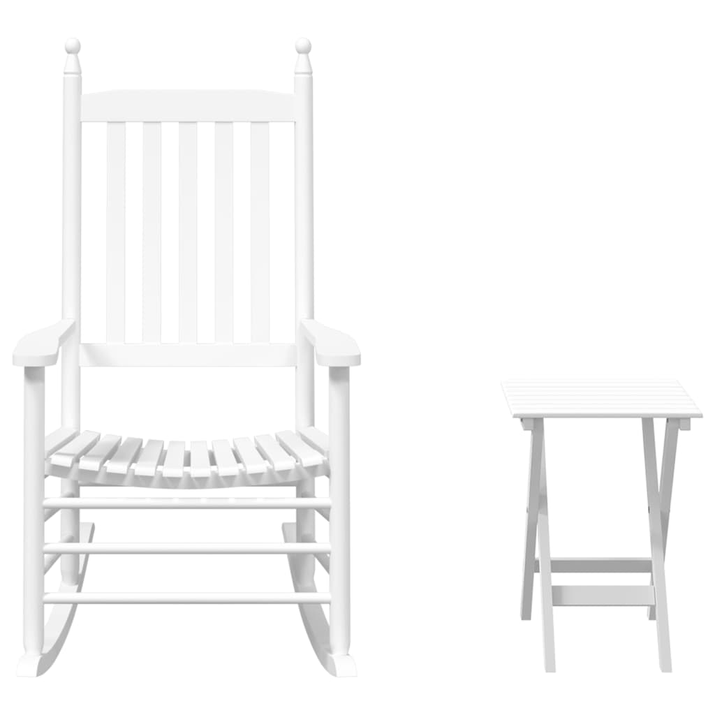 Chaise à bascule avec table pliable blanc bois massif peuplier - XIOS