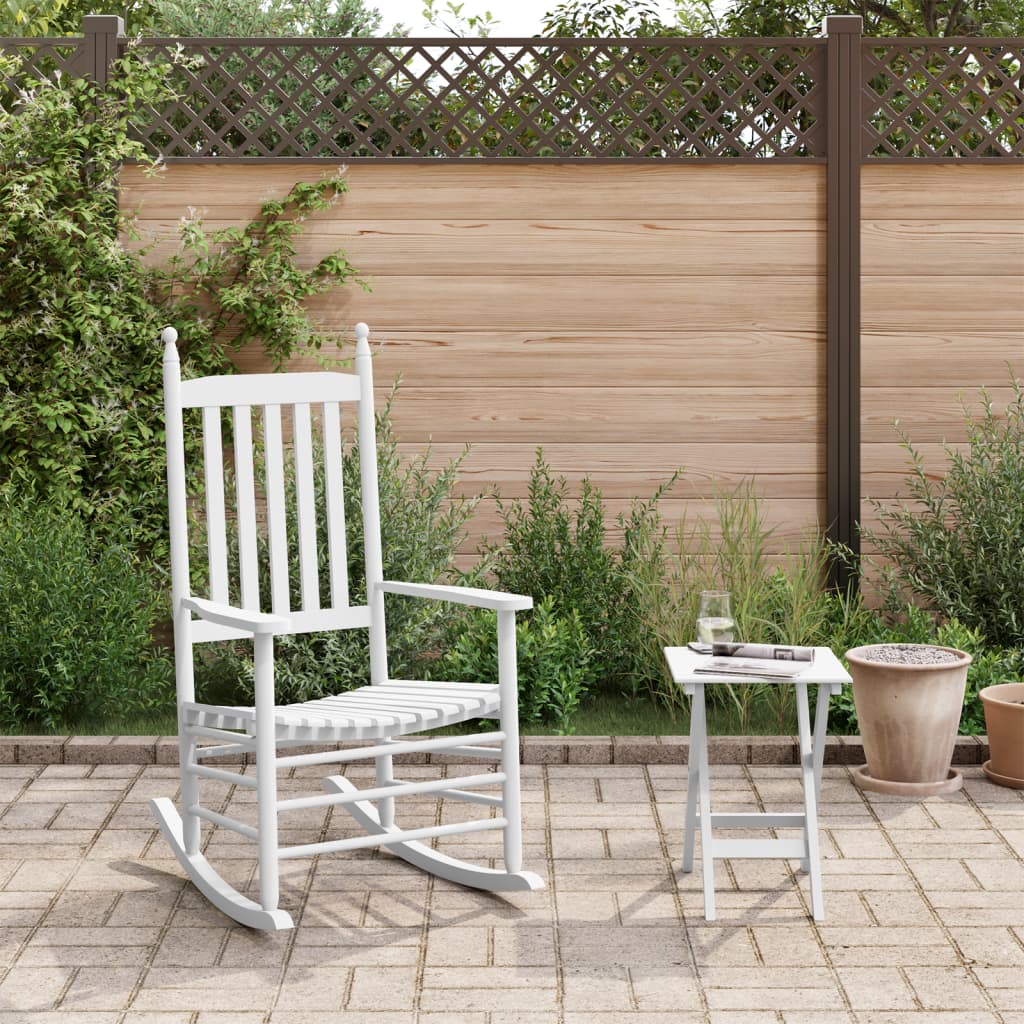 Chaise à bascule avec table pliable blanc bois massif peuplier - XIOS