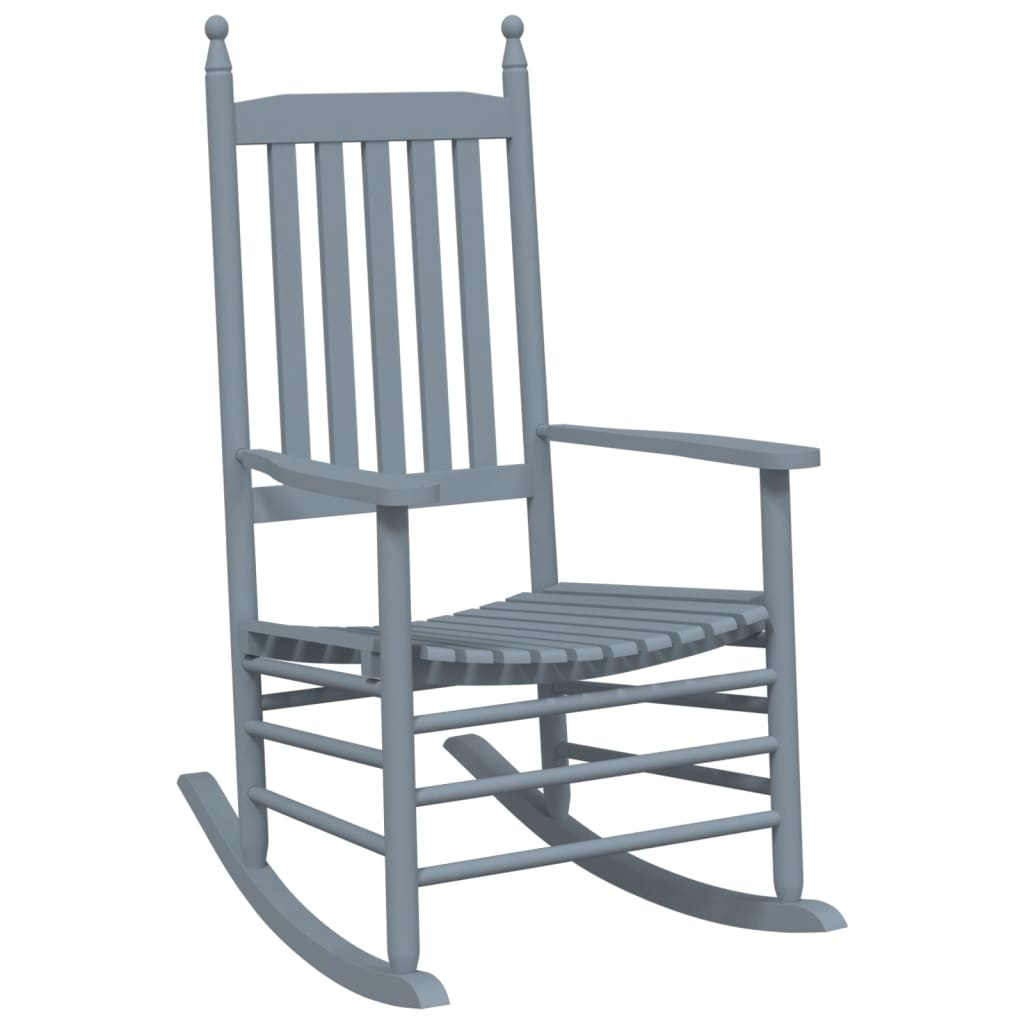 Chaise à bascule avec table pliable gris bois massif peuplier - XIOS