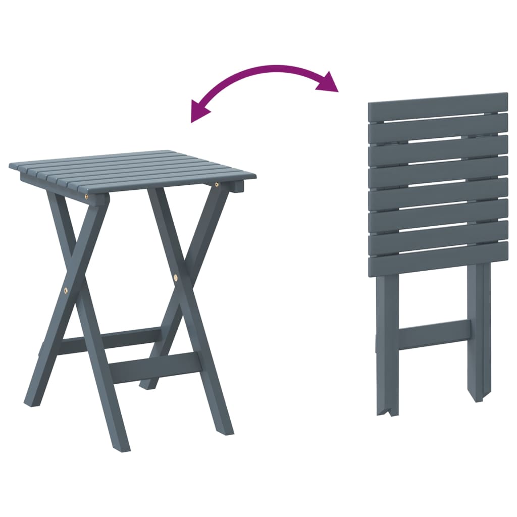 Chaise à bascule avec table pliable gris bois massif peuplier - XIOS