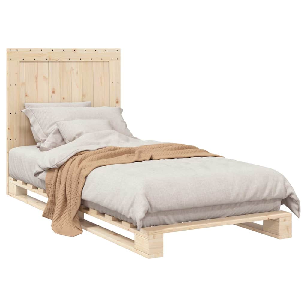 Cadre de lit sans matelas avec tête de lit 90x200cm bois massif - XIOS