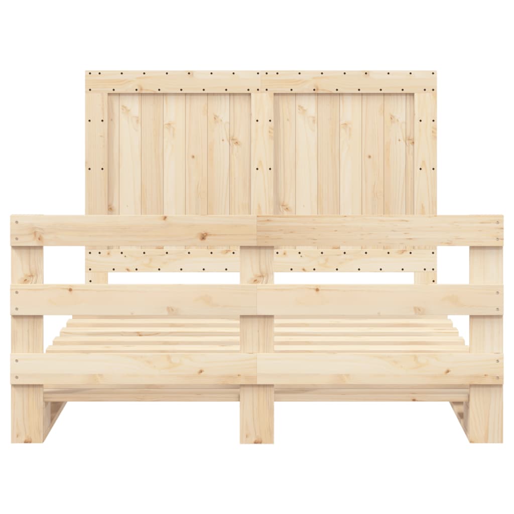 Cadre de lit sans matelas avec tête de lit bois massif - XIOS