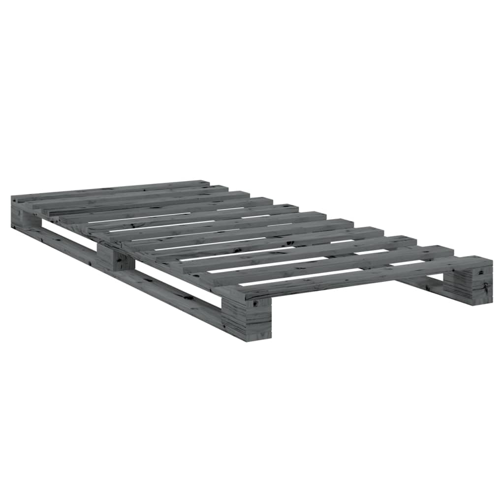 Cadre de lit sans matelas gris 90x200 cm bois de pin massif - XIOS