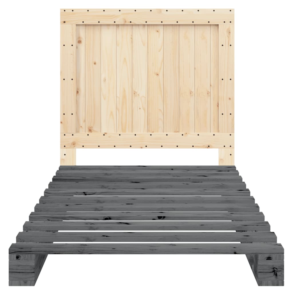 Cadre de lit sans matelas gris 100x200 cm bois massif de pin - XIOS