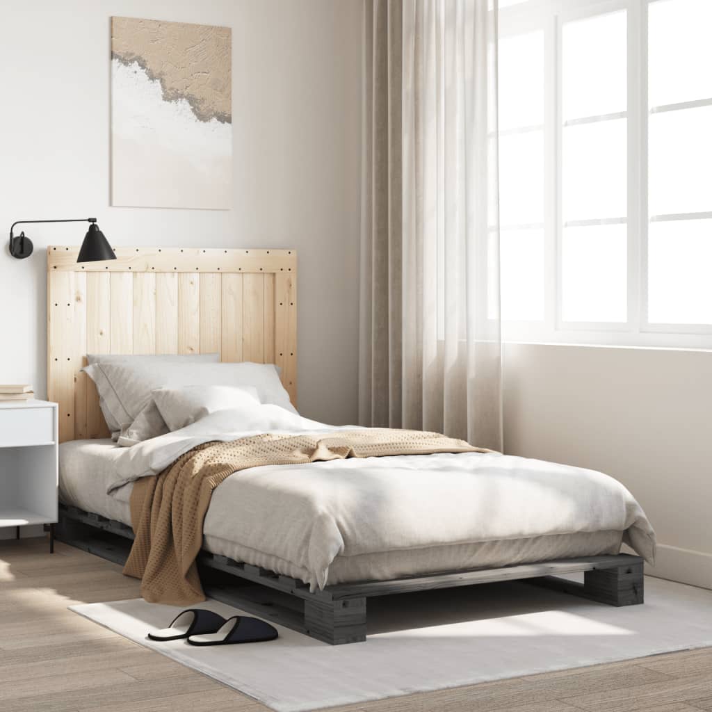 Cadre de lit sans matelas gris 100x200 cm bois massif de pin - XIOS