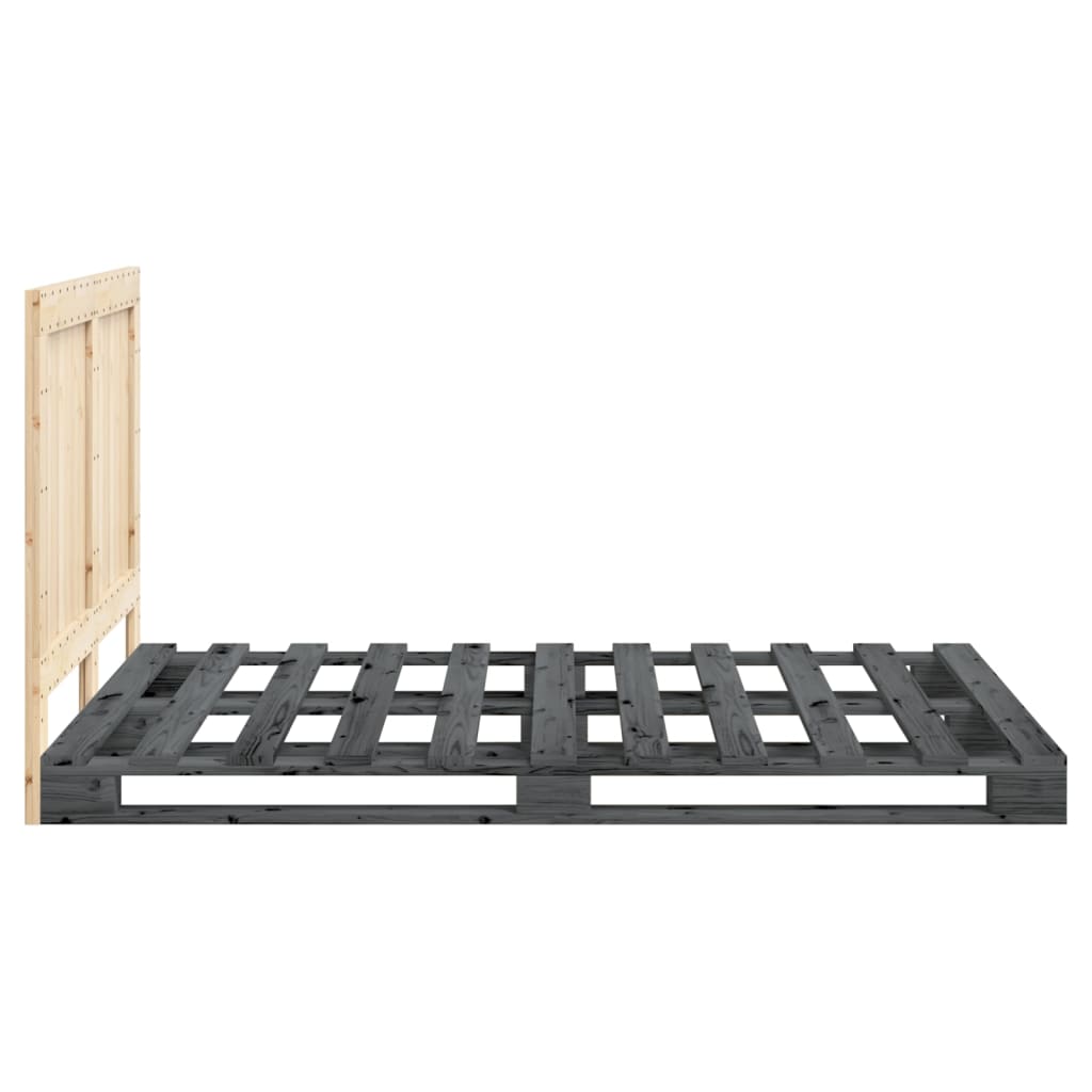 Cadre de lit sans matelas gris 140x200 cm bois massif de pin - XIOS