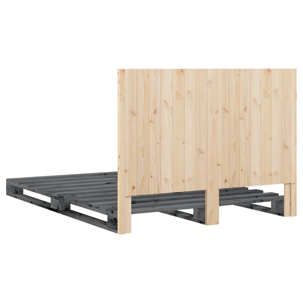 Cadre de lit sans matelas gris 140x200 cm bois massif de pin - XIOS