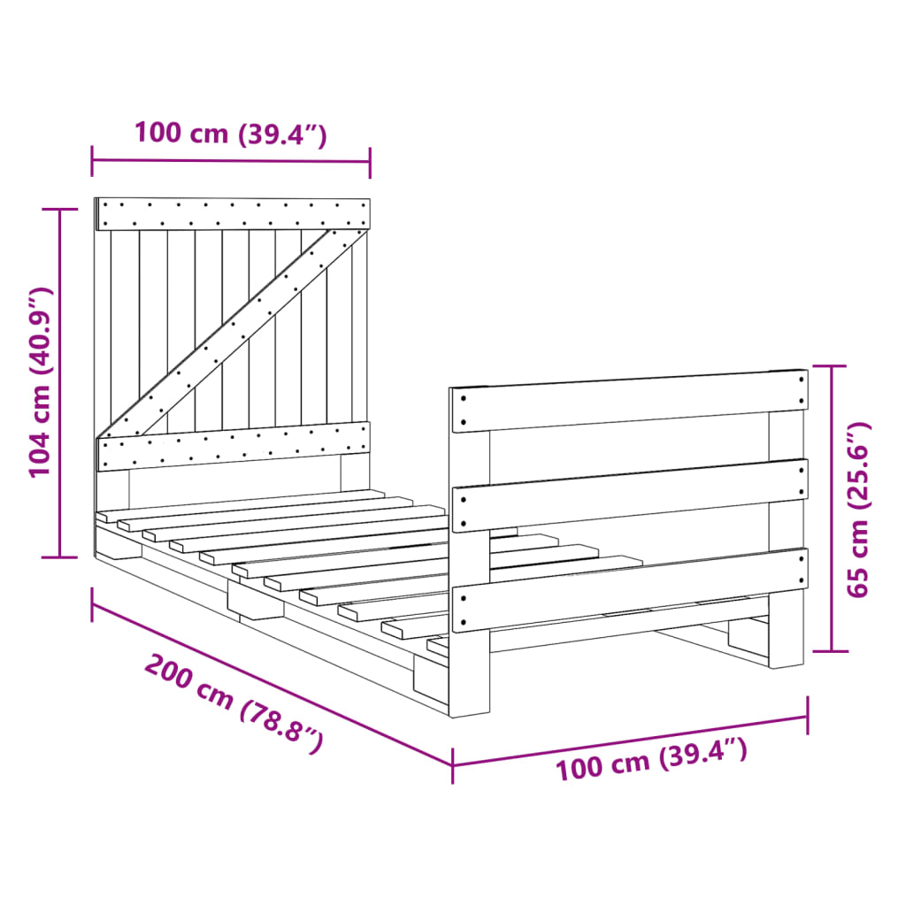 Cadre de lit sans matelas avec tête de lit 100x200 cm - XIOS