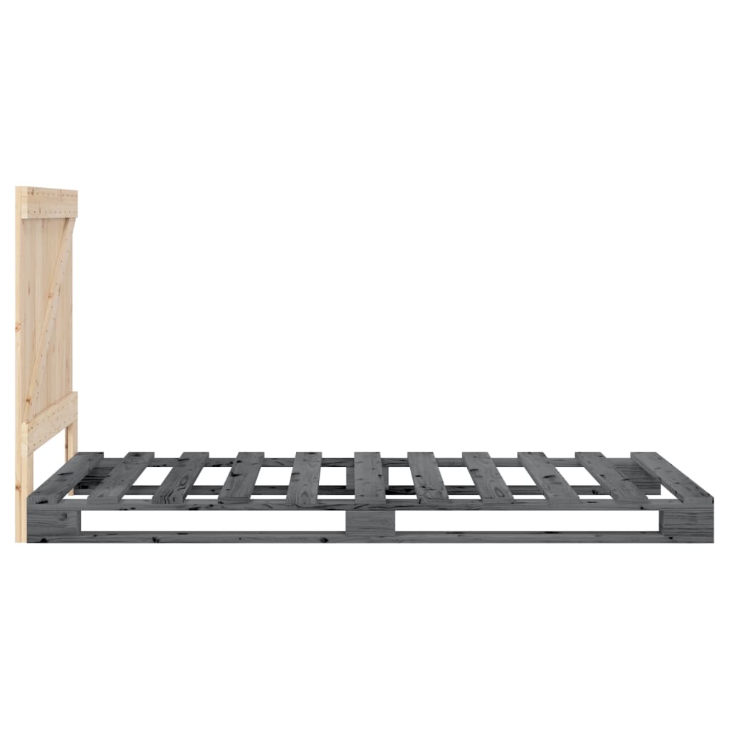 Cadre de lit sans matelas gris 90x200 cm bois de pin massif - XIOS