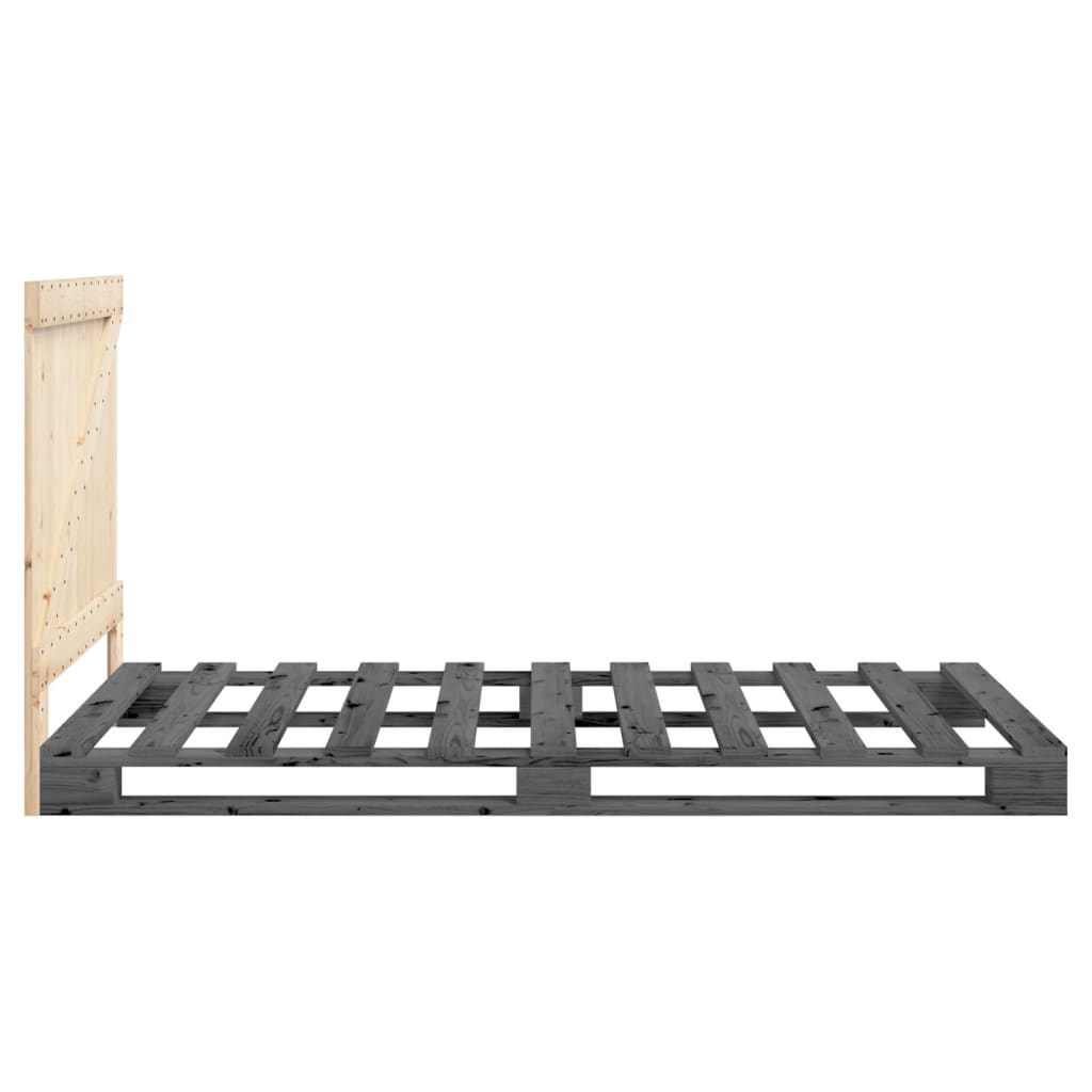 Cadre de lit sans matelas gris 100x200 cm bois massif de pin - XIOS