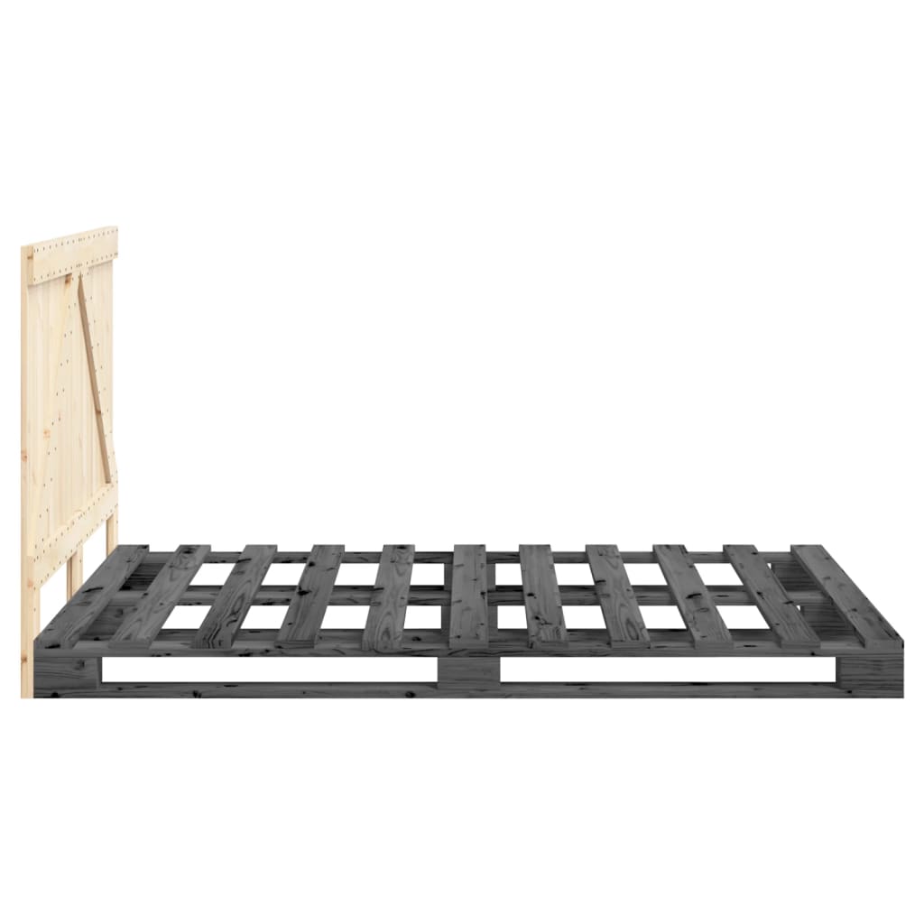 Cadre de lit sans matelas gris 140x200 cm bois massif de pin - XIOS