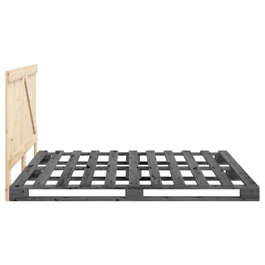 Cadre de lit sans matelas gris 200x200 cm bois massif de pin - XIOS