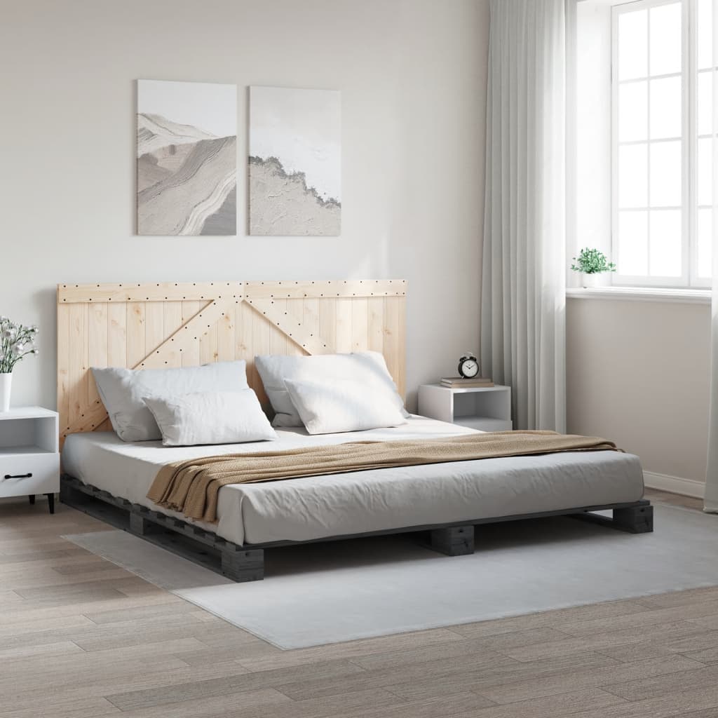 Cadre de lit sans matelas gris 200x200 cm bois massif de pin - XIOS