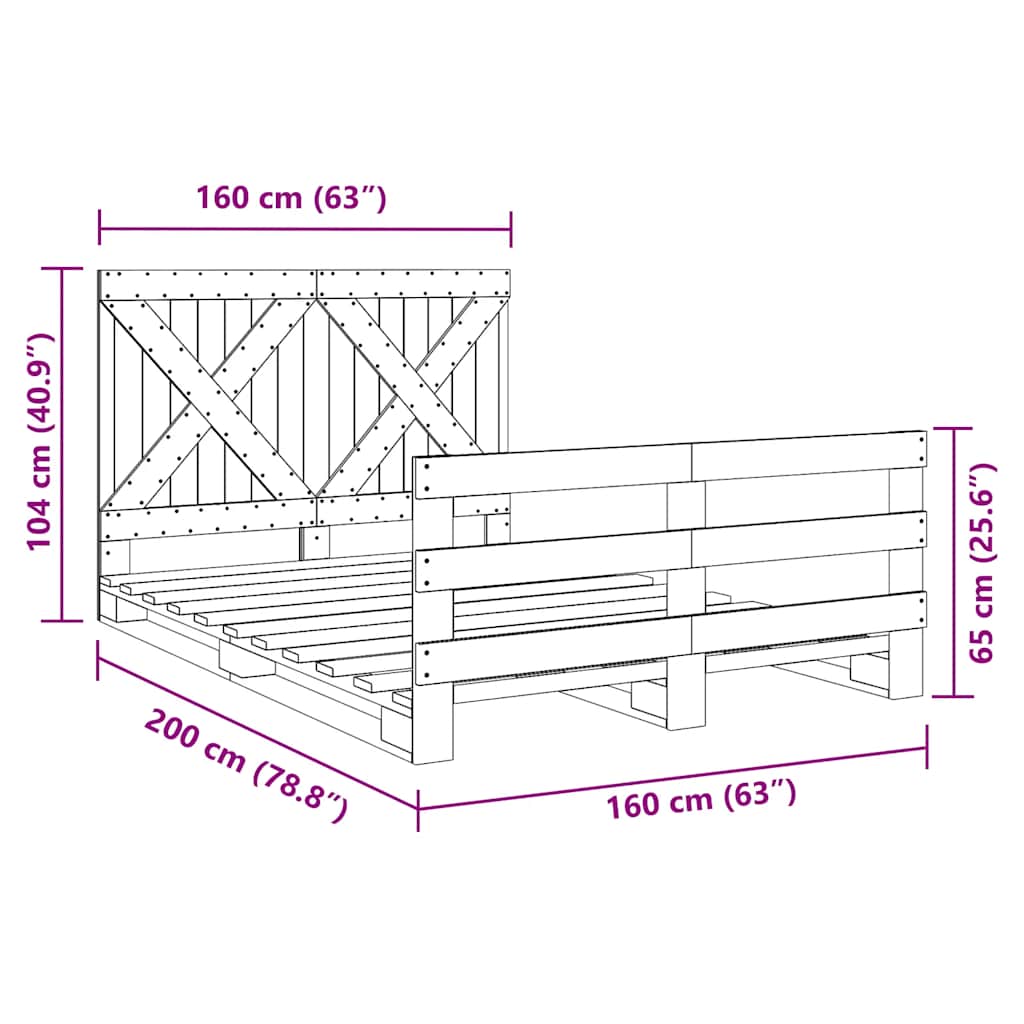 Cadre de lit sans matelas avec tête de lit 160x200 cm - XIOS