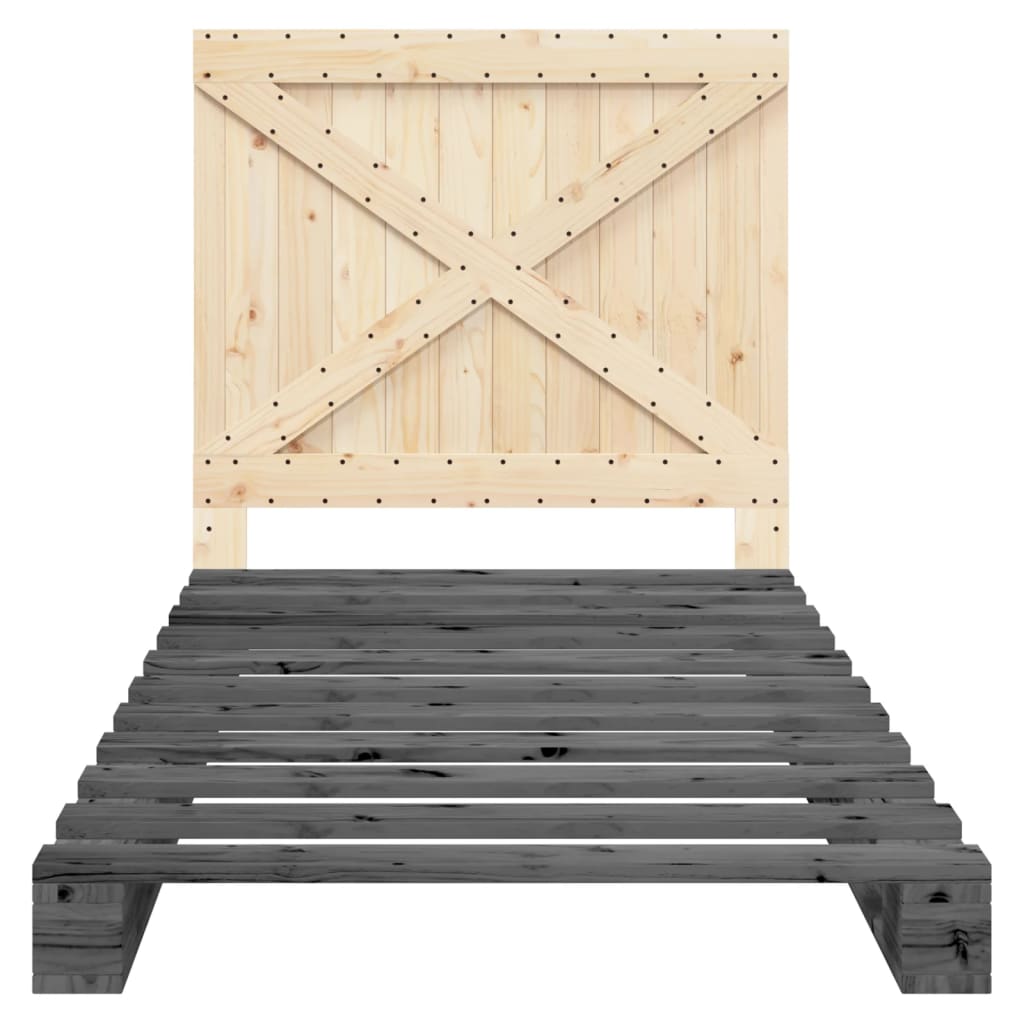Cadre de lit sans matelas gris 100x200 cm bois massif de pin - XIOS