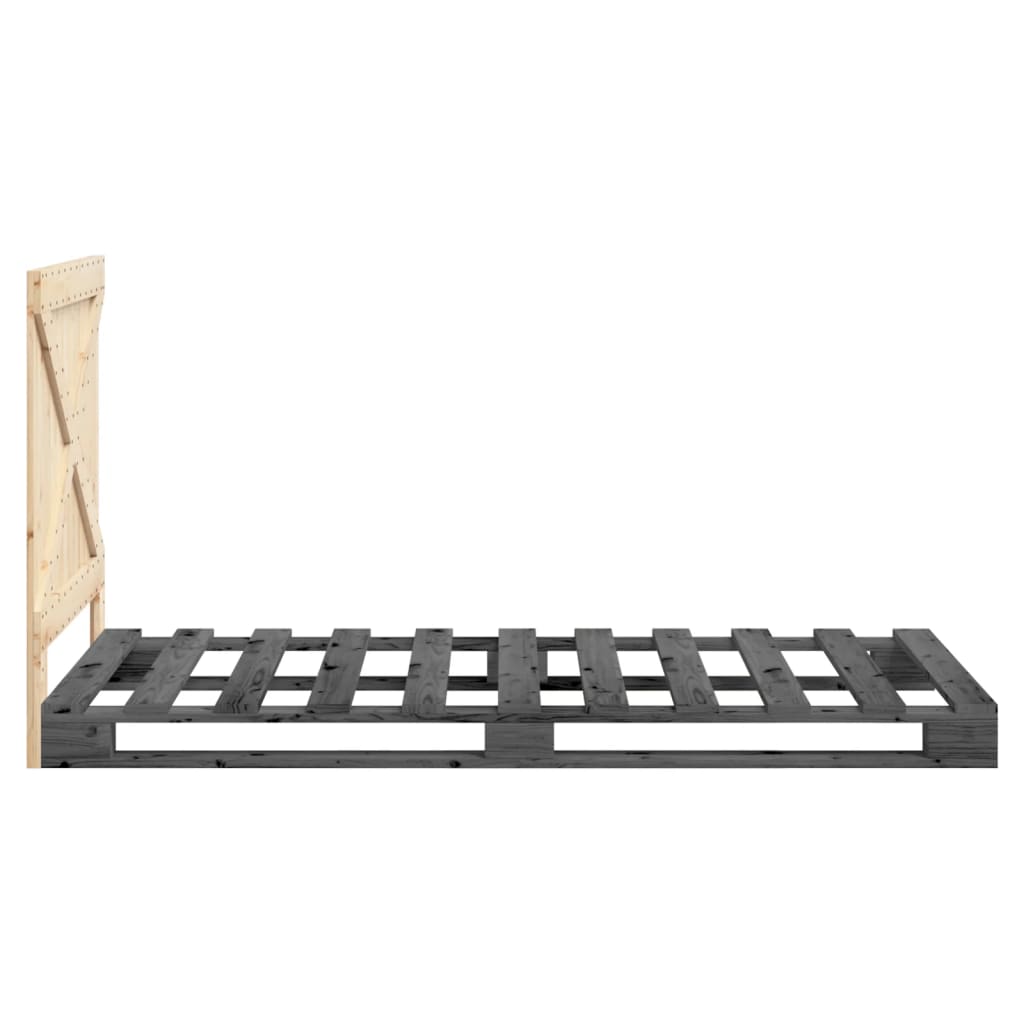 Cadre de lit sans matelas gris 100x200 cm bois massif de pin - XIOS