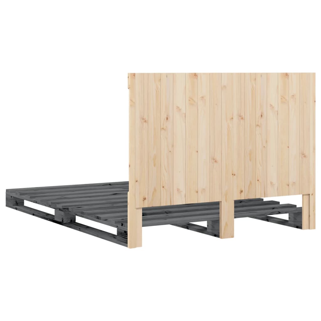 Cadre de lit sans matelas gris 140x200 cm bois massif de pin - XIOS