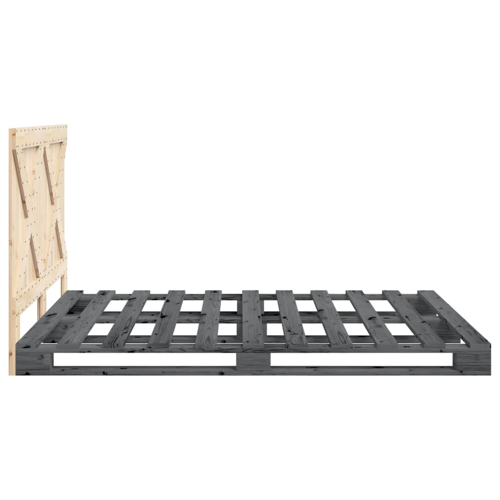 Cadre de lit sans matelas gris 160x200 cm bois de pin massif - XIOS